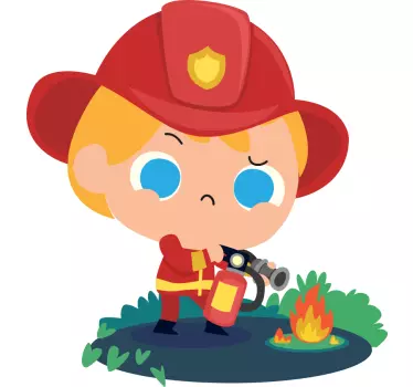 firefighter cartoon kids Kids Bedroom Wall Sticker - TenStickers