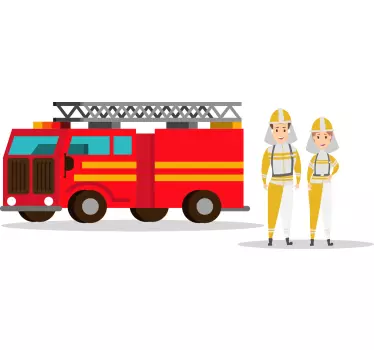 firefighter man and woman car kids bedroom wall decal - TenStickers