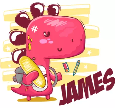 Adorable rose dinosaur wall sticker - TenStickers