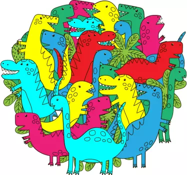 Round colorful dinosaur for kids  dragon wall sticker - TenStickers