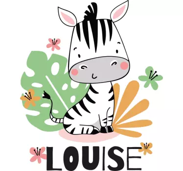Beautiful Zebra for kids custom sticker - TenStickers