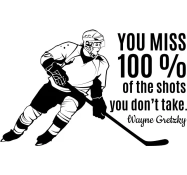 Miss 100% of the shots Hockey inspirational quote stickers - TenStickers