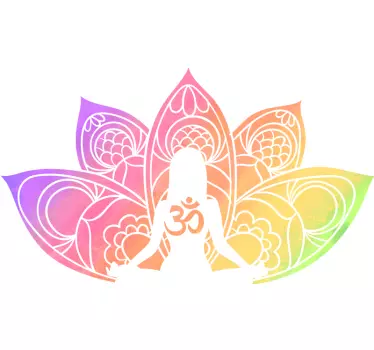 Lotus multicoloured yoga symbol flower wall decor - TenStickers