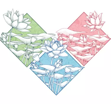Lotus scene set flower wall decor - TenStickers