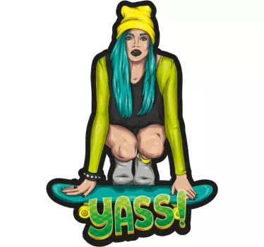 Skateboard school girl wall decor - TenStickers