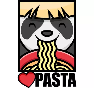 Panda Loving Pasta cuisine wall sticker - TenStickers