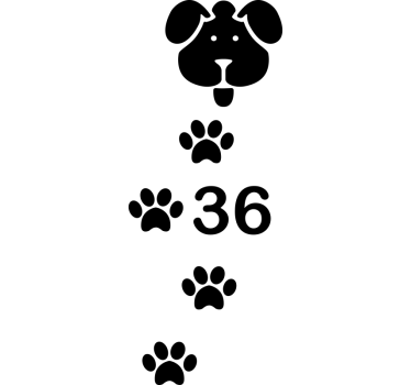 Customizable number Dog and dog paw print  Container decal - TenStickers