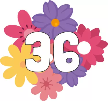 Personalized number flowers Container decal - TenStickers
