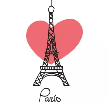 Eiffel tower with little heart paris wall sticker - TenStickers