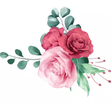 Peony bouquet flower wall decal - TenStickers