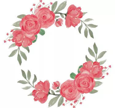 Peony circle flower wall decor - TenStickers
