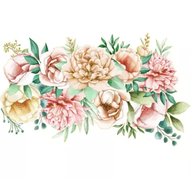 Peony realistic flowers flower wall decal - TenStickers