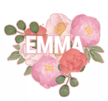 Peony name flower wall decal - TenStickers