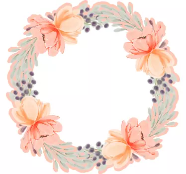 peony pink circular frame flower wall decor - TenStickers