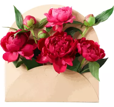 peony in envelope flower wall decor - TenStickers