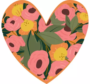 peony frame hearts flower wall decor - TenStickers