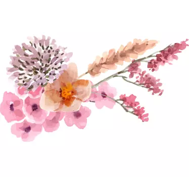 Peony watercolour set flower wall decal - TenStickers