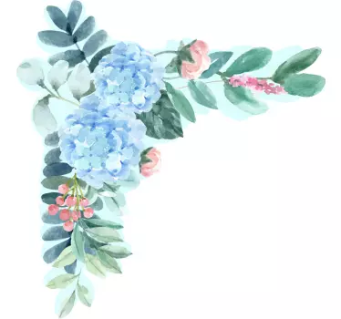 Peony realistic corner piece flower wall decal - TenStickers