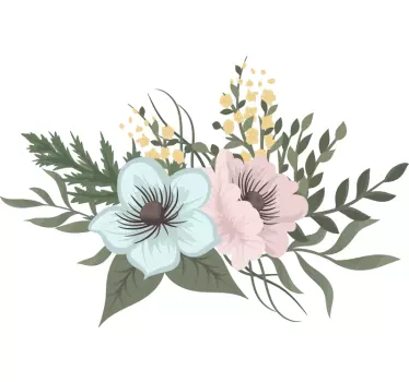 Peony watercolour blossom flower wall decal - TenStickers