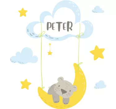 Personalised Sleepy Teddy kids wall stickers - TenStickers