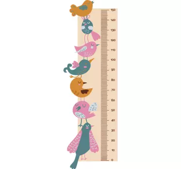Colorful Bird Ruler height chart wall sticker - TenStickers