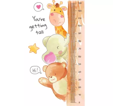 Cute Animal height chart sticker - TenStickers