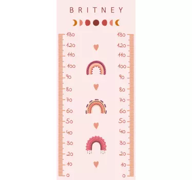 Personalized pink height chart decal - TenStickers