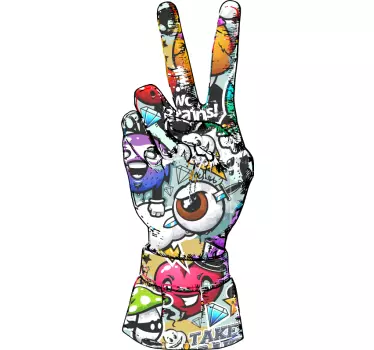 Graffiti hand colorful urban decal - TenStickers