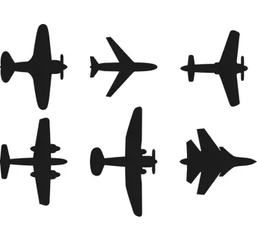Several plane flying in the sky illustration wall art - TenStickers