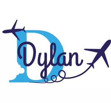 Plane with personalized name illustration wall art - TenStickers