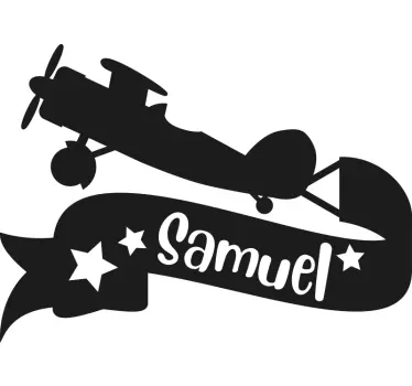 Airplane Name Banner wall stickers for kid - TenStickers