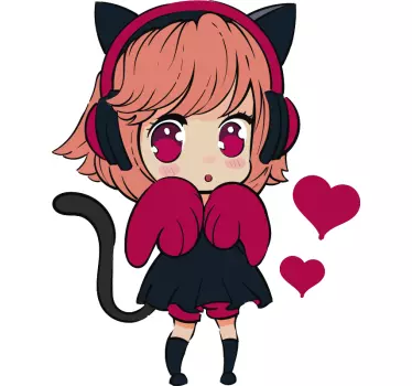 Cute Cat Girl wall stickers for kid - TenStickers