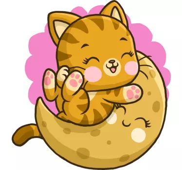 Wall stickers for kid cute cat moon - TenStickers