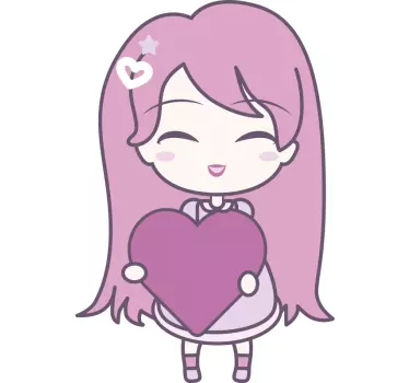 Cute Character Embracing Heart wall stickers for kid - TenStickers