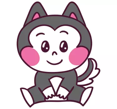 Anime cute husky cartoon wall sticker - TenStickers