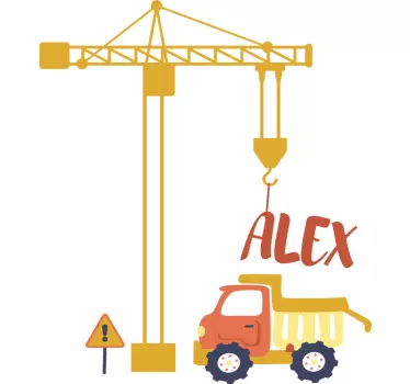 Construction site with bagger personalized Wall decal - TenStickers