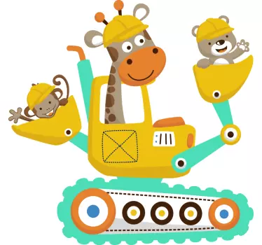 Bagger with animals kids bedroom wall sticker - TenStickers