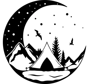 mountains and moon night nature stickers - TenStickers