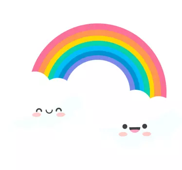 Rainbow with clouds on the sides cartoon wall decal - TenStickers