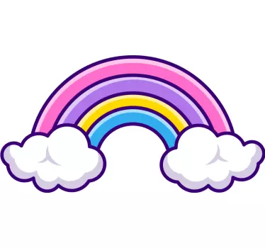 Cloud cartoon rainbow tilted wall decal - TenStickers