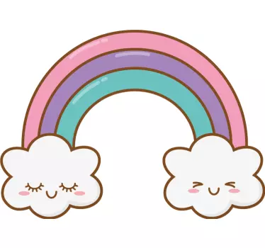 Sleeping rainbow clouds cartoon wall sticker - TenStickers