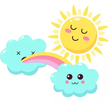 Shiny rainbow with smiling sun cartoon wall decal - TenStickers