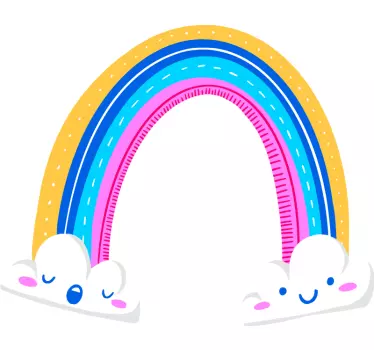 Drawn rainbow and clouds cartoon wall decal - TenStickers