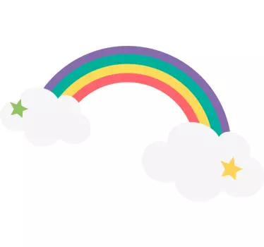Cartoon color rainbow with clouds cartoon wall sticker - TenStickers
