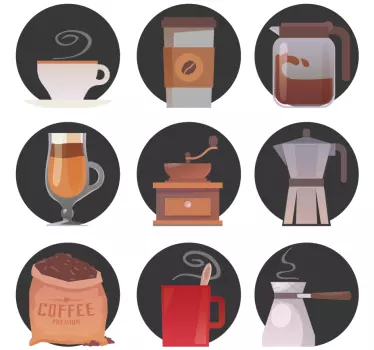 Types of Coffee drink wall sticker - TenStickers