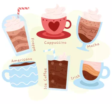 Cuisine wall sticker coffee varieties and flavors - TenStickers