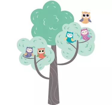 Wall stickers for kid colorful owl tree - TenStickers