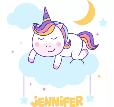 Sleeping unicorn personalised rainbow animal wall decor - TenStickers
