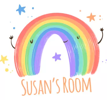 Personalised water colour rainbow baby wall sticker - TenStickers