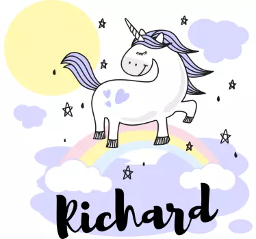 Unicorn design with name wall stickers for kid - TenStickers